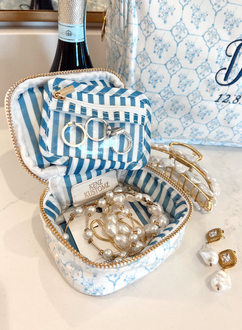 Blue Toile Jewelry Case