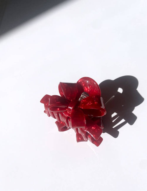 Red Bow Acetate Holiday Claw Hair Clip | Eco-Friendly