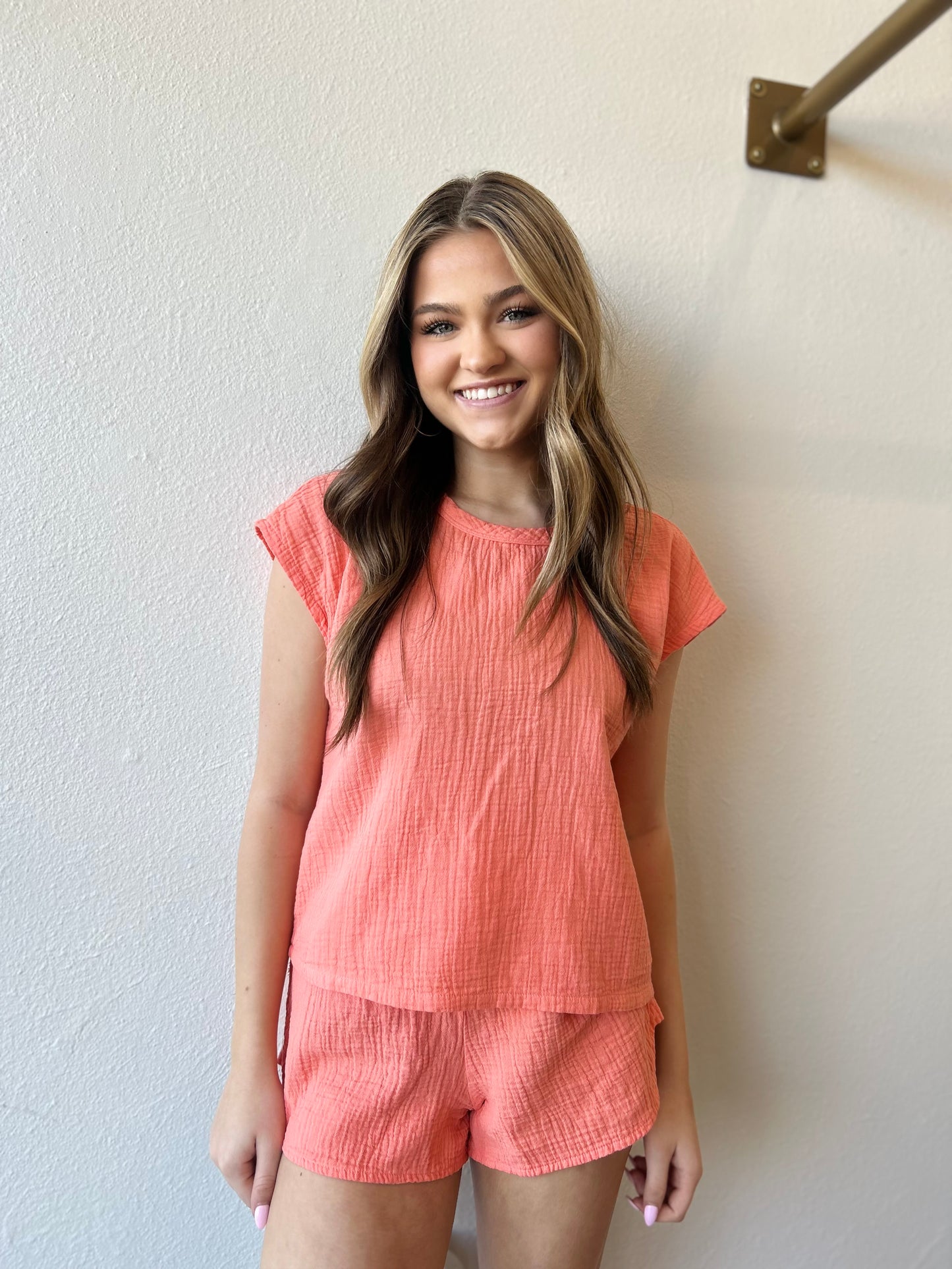 Pink Bliss Gauze Drawstring Shorts