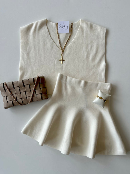 Ivory Sweater + Skirt Set