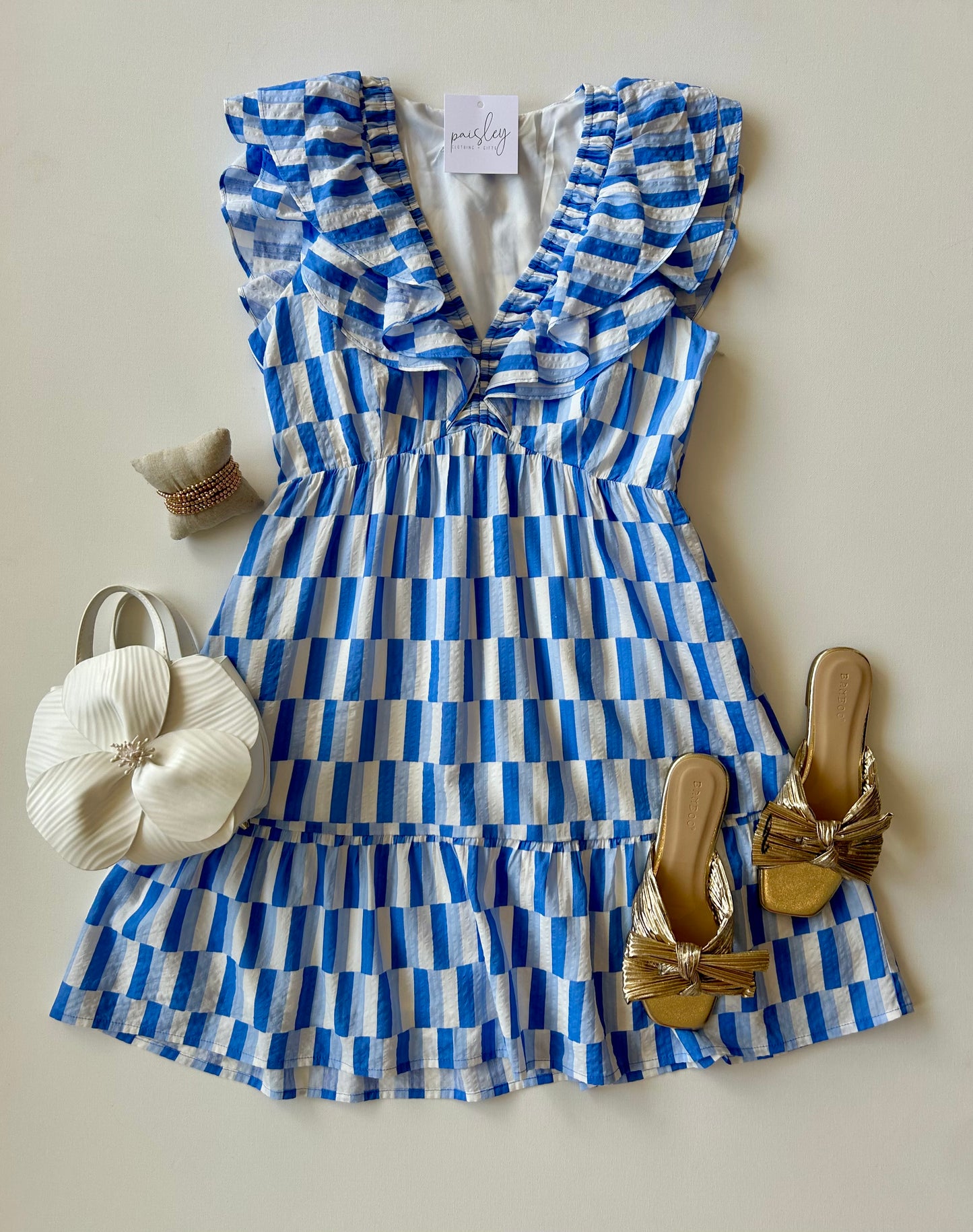 Blue Medley Ruffled Dress