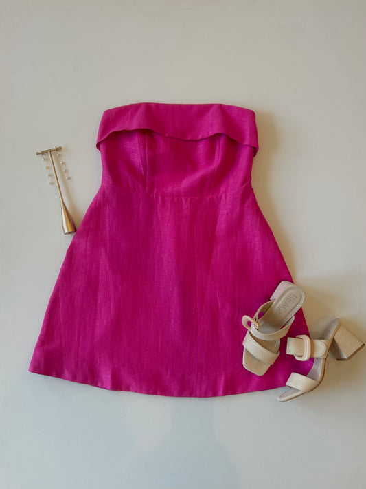 Fuchsia A-Line Strapless Dress