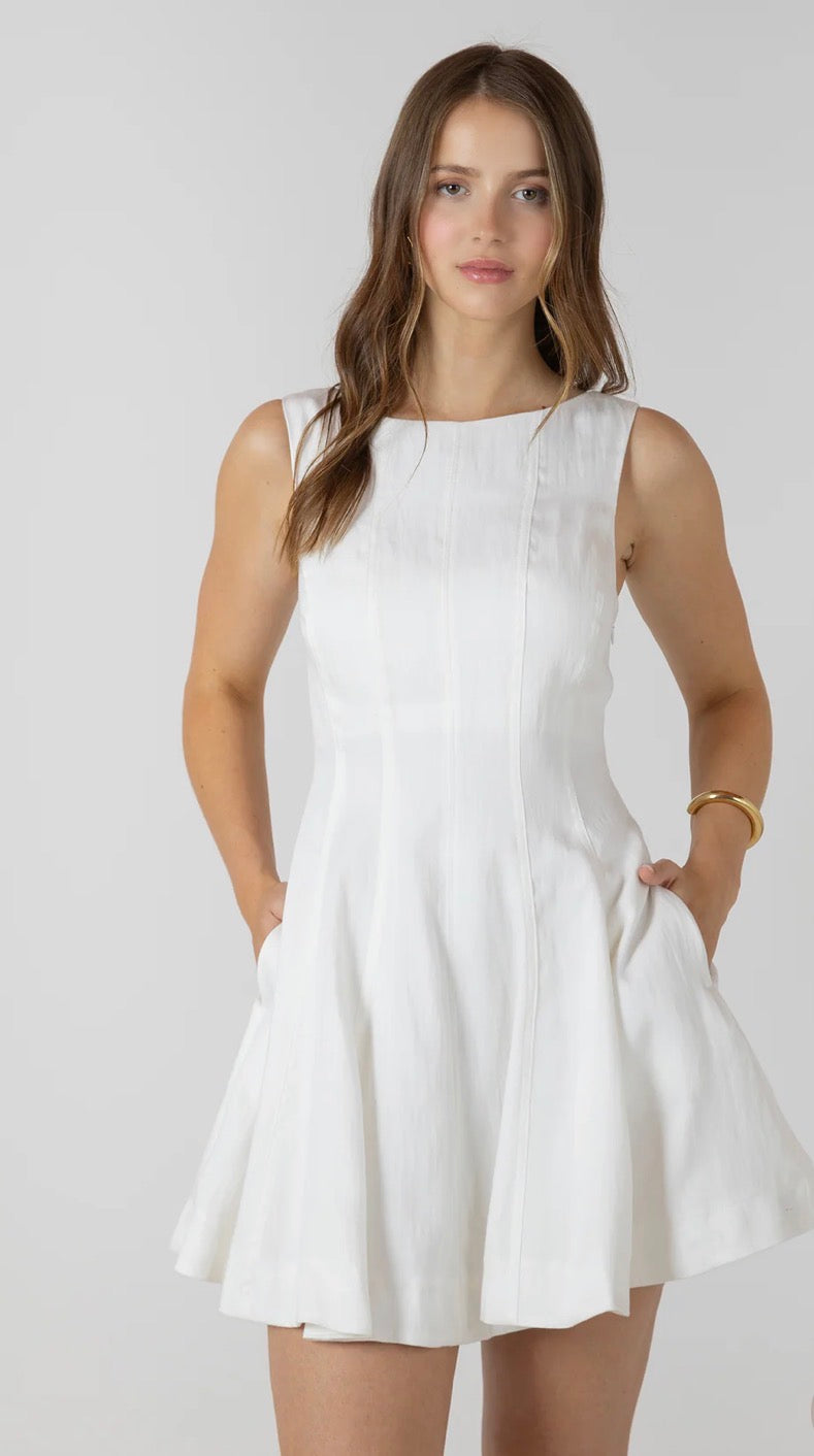 Off White Fit & Flare Dress