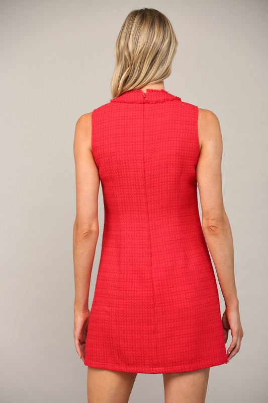 Red Holiday Tweed Dress