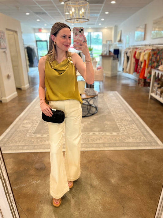 Ivory Cotton Twill Pants