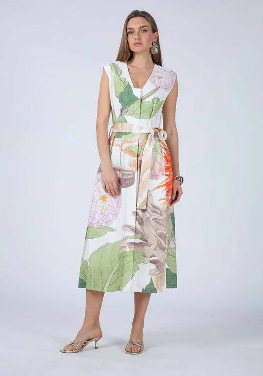 Alana V-Neck A-Line Midi Dress