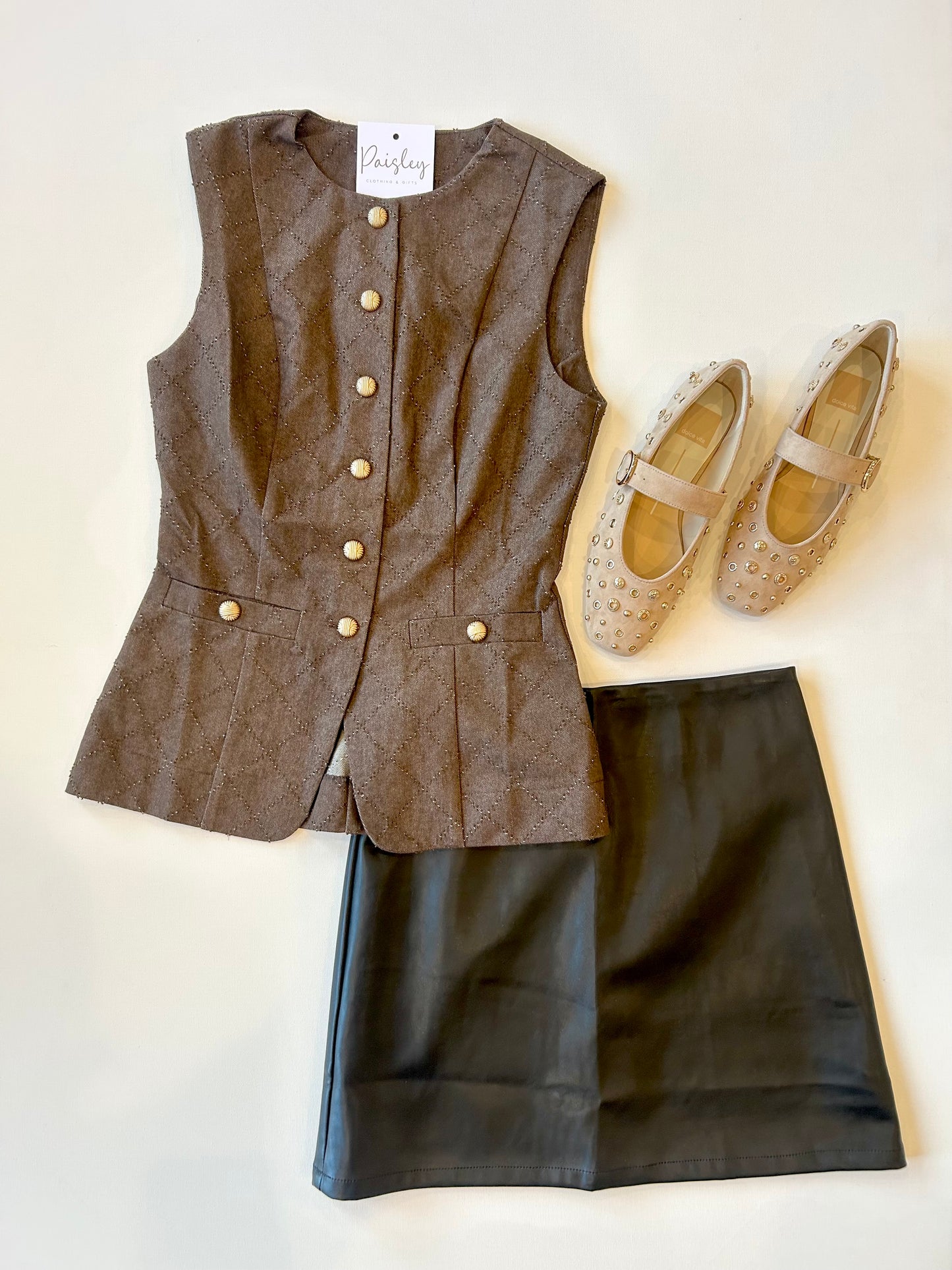 Brown Textured Vest