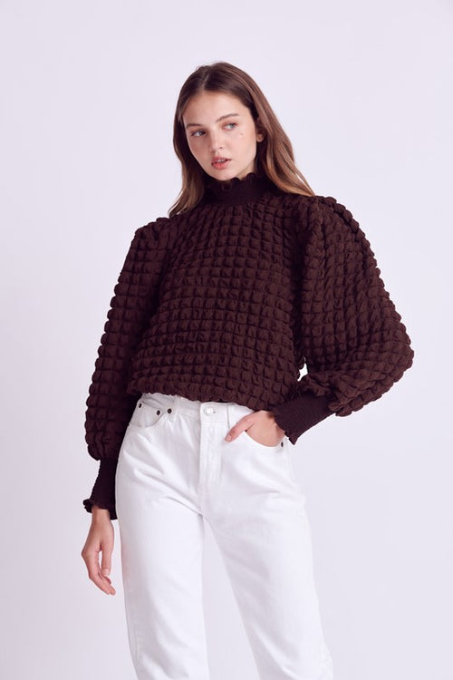 Brown Smock Neck Top