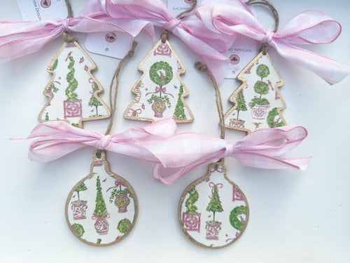 Pink Chinoiserie Topiary Tree Ornament 2