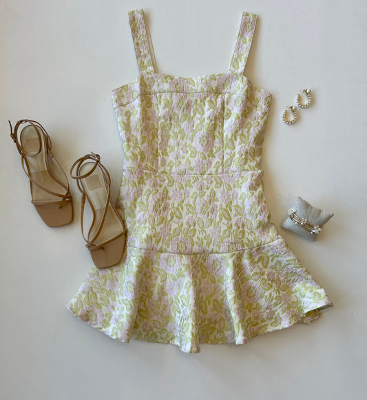 Emily Mini Dress In Soft Garden Jacquard