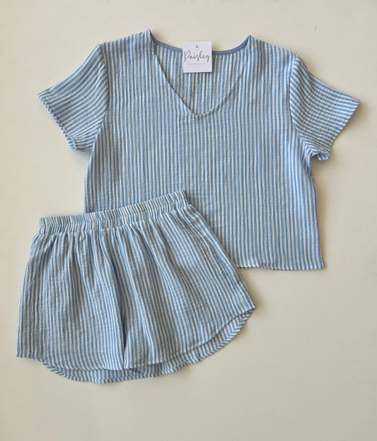 Blue Gauze Stripe Set