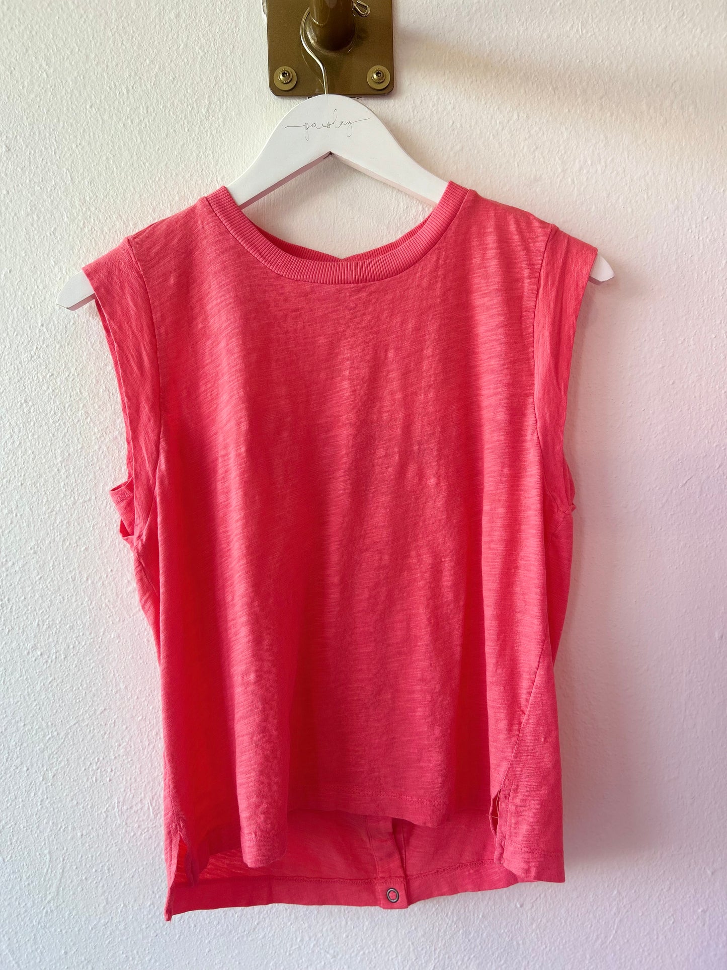 Hot Coral Snap Back Muscle Tee
