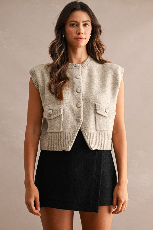 Light Mocha Button Vest