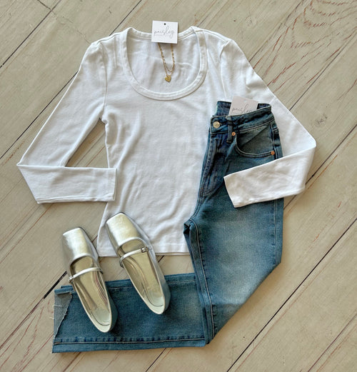 White Scoop Neck Tee