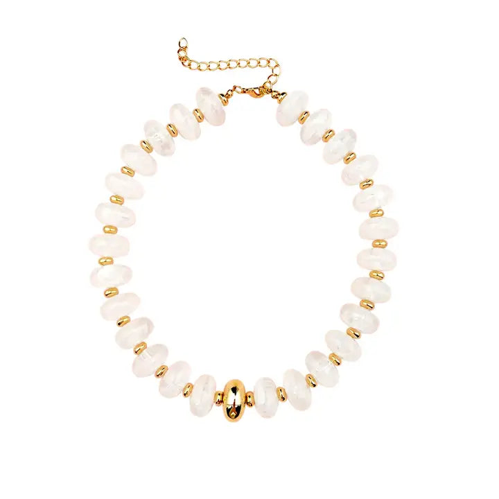 Evan Chunky Beaded Necklace- Cream