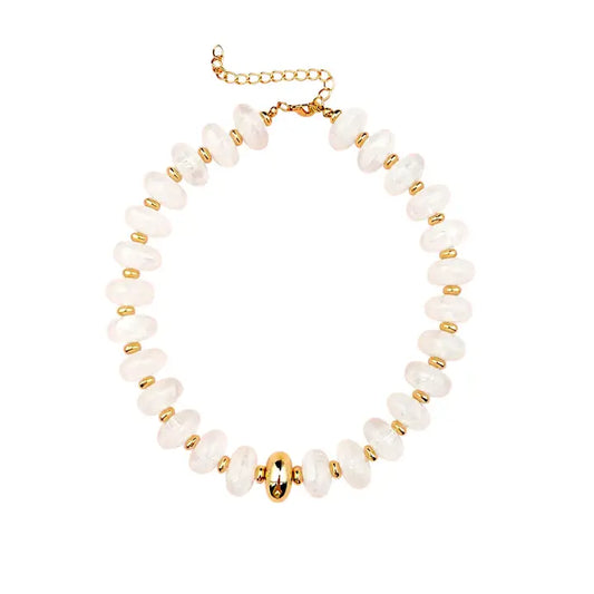 Evan Chunky Beaded Necklace- Cream