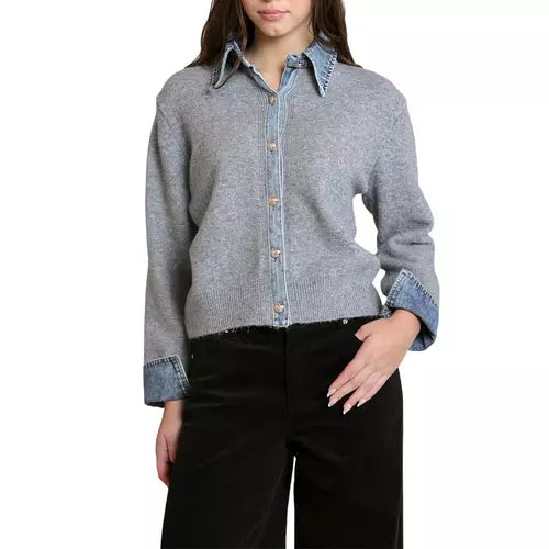 Denim Trim Sweater Shirt