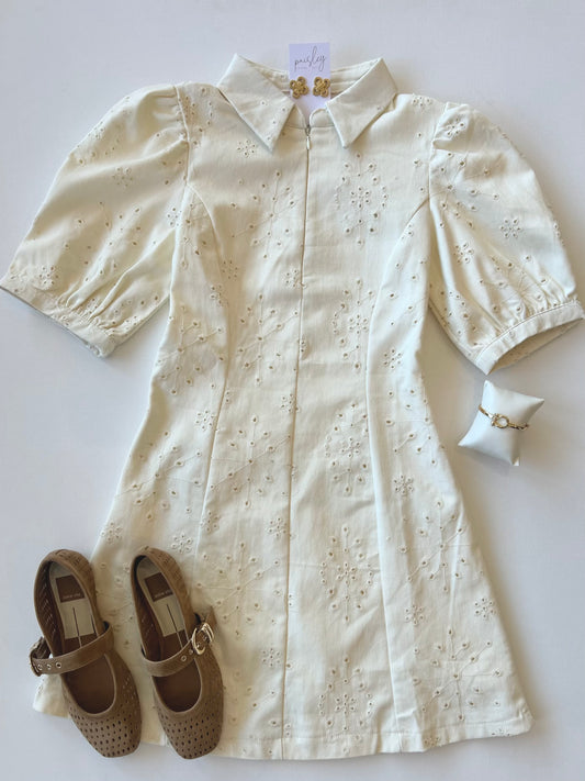 Shannon Dress In Ivory Eyelet