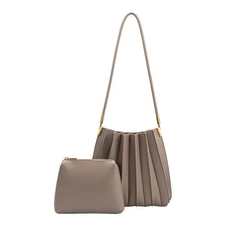 Carrie Mushroom Pleated Vegan Shoulder Bag