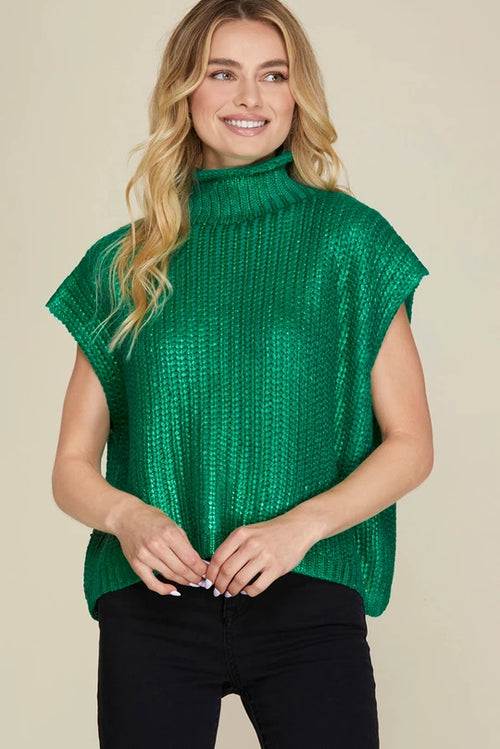 Foil Funnel Neck Sweater