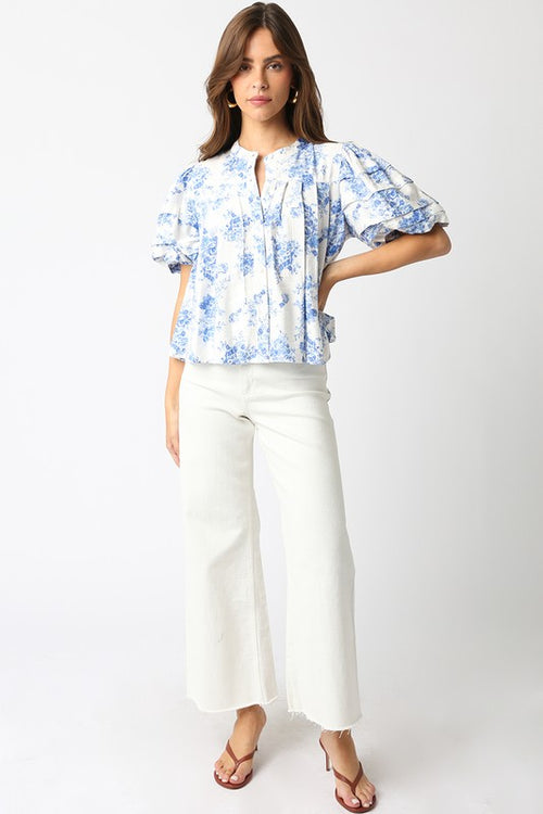 Evelyn Blue Floral Top