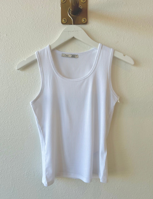 White Ribbed Tank