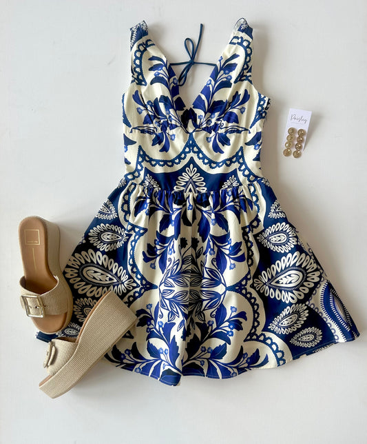 Eliana Keyhole Tie Mini Dress