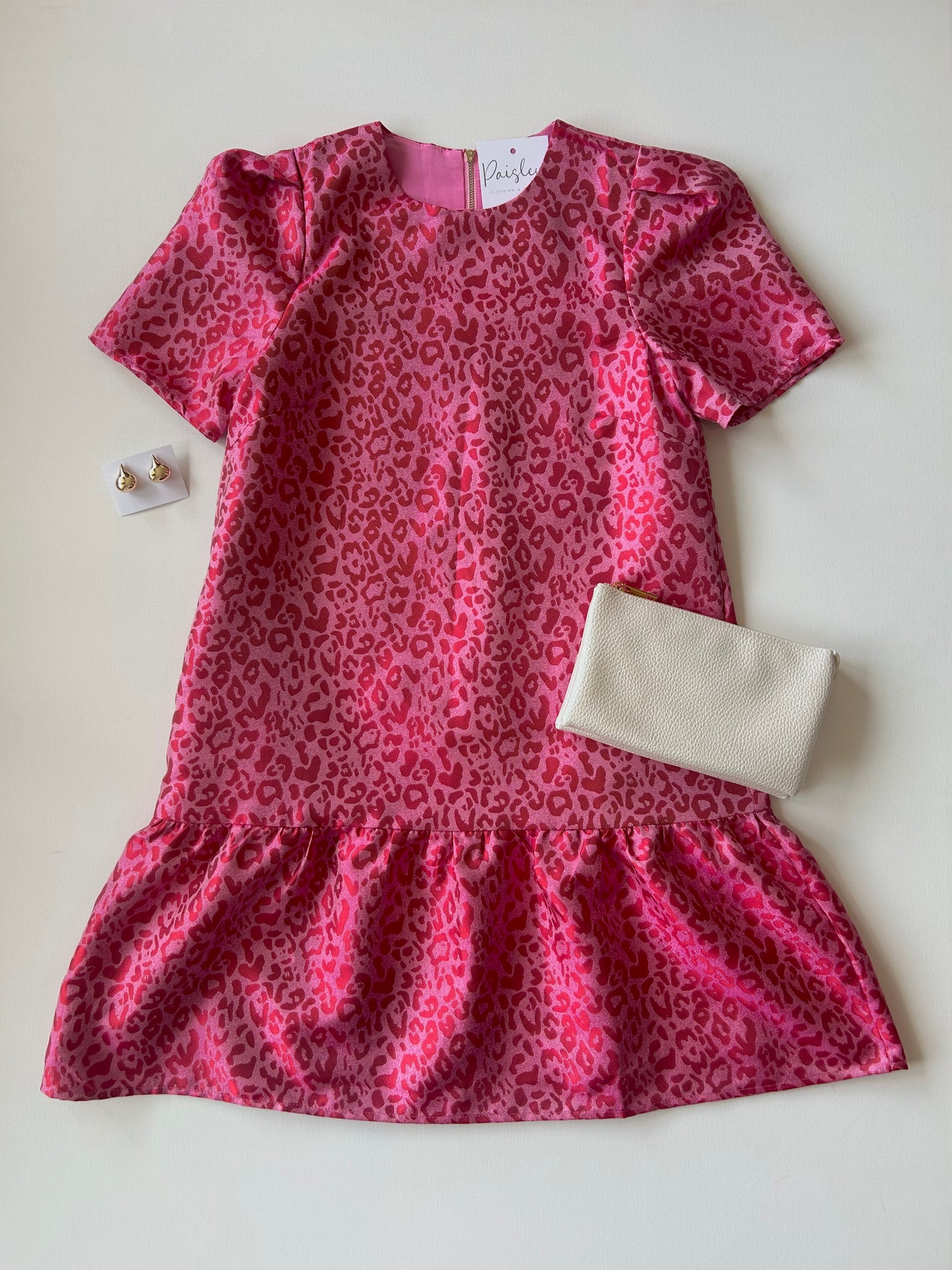 Leopard Flounce Dress in Berry