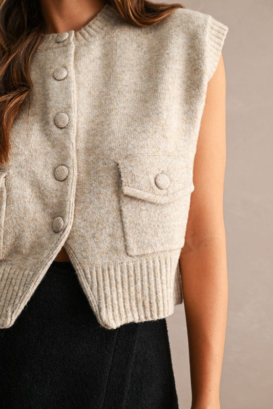 Light Mocha Button Vest