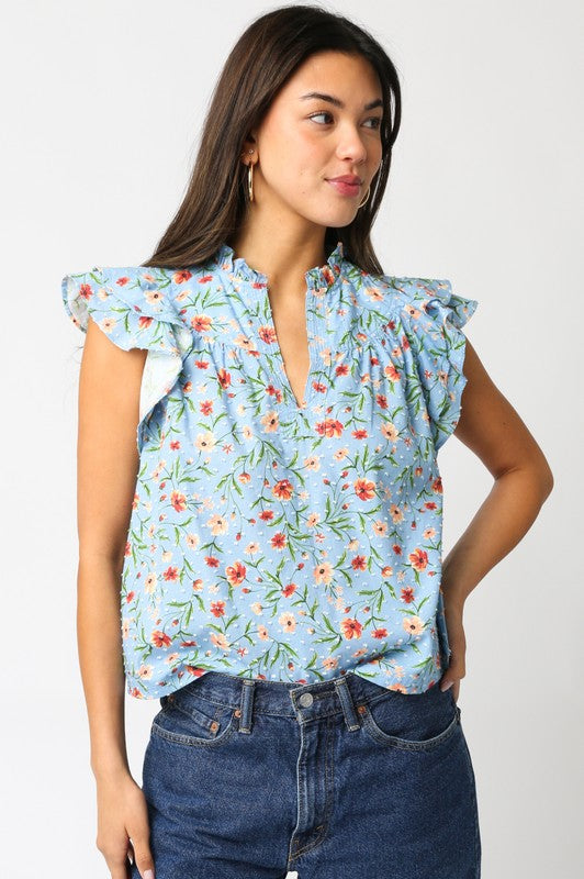 Rosalie Blue Floral Blouse