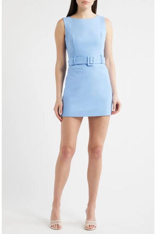 Azra Twill Belted Dress in Hydrangea
