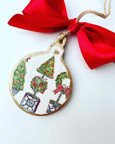 Blue Chinoiserie Topiary Bauble Ornament