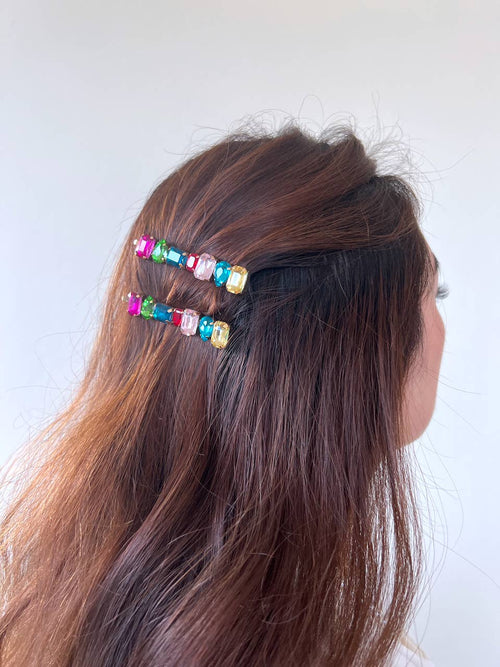 2pc Rainbow Gems Bobby Pin Hair Clip Set
