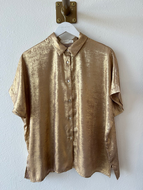 Gold Collard Metallic Blouse