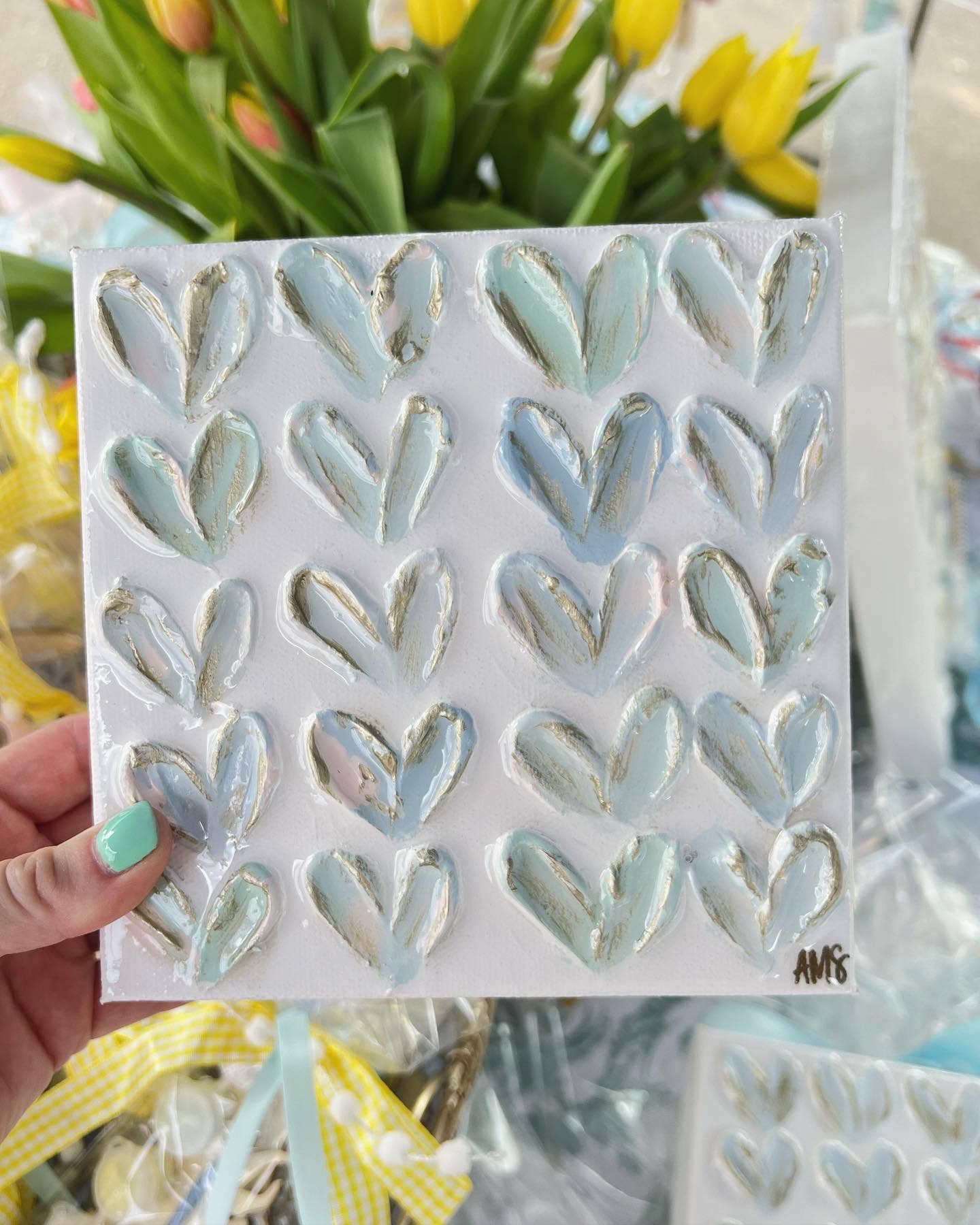 Canvas - 6x6 inch Pastel Heart Painting