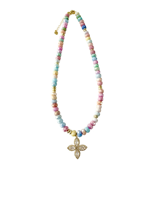 Troy Pastel Glimmer Beaded Charm Necklace