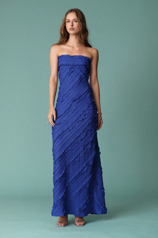 Strapless Ruffled Maxi Dress