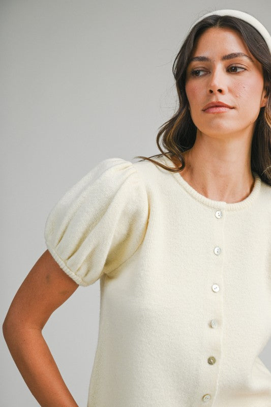 Yellow Crew Neck Knit Top