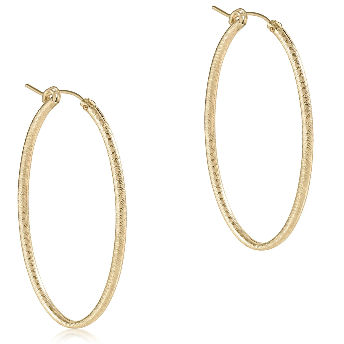 oval gold 2" hoop - textured - e.newton