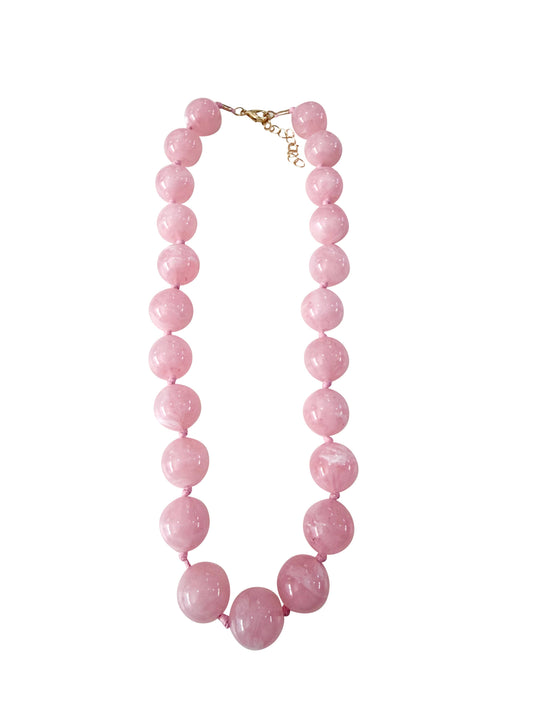 Mabry Chunky Beaded Necklace- Light Pink