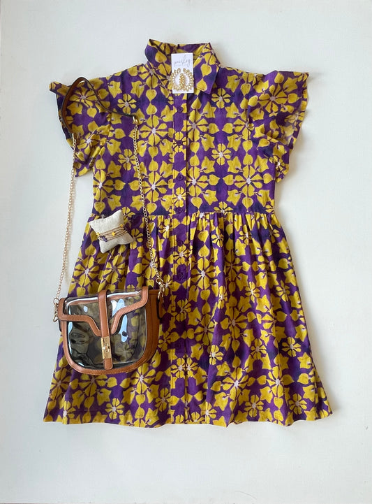 Frenchie Gameday Dress in Yellow