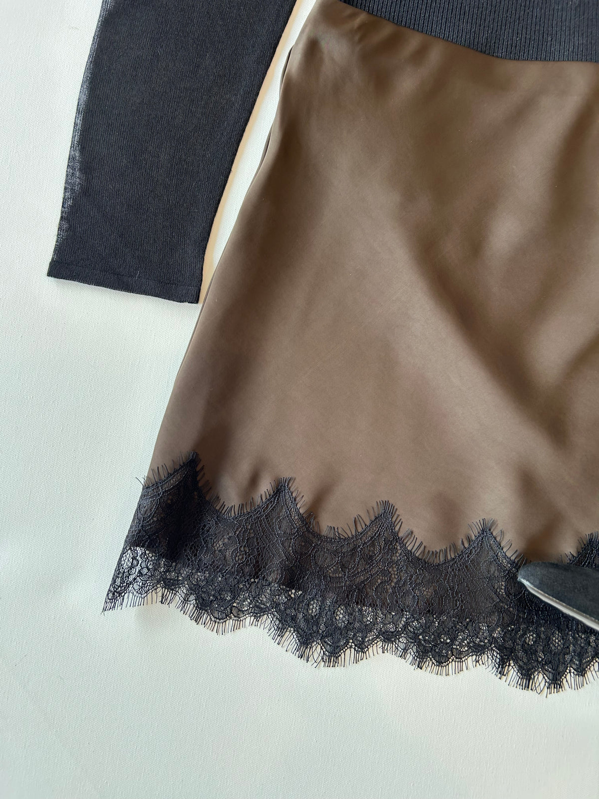 Kira Satin Skirt in Chocolate