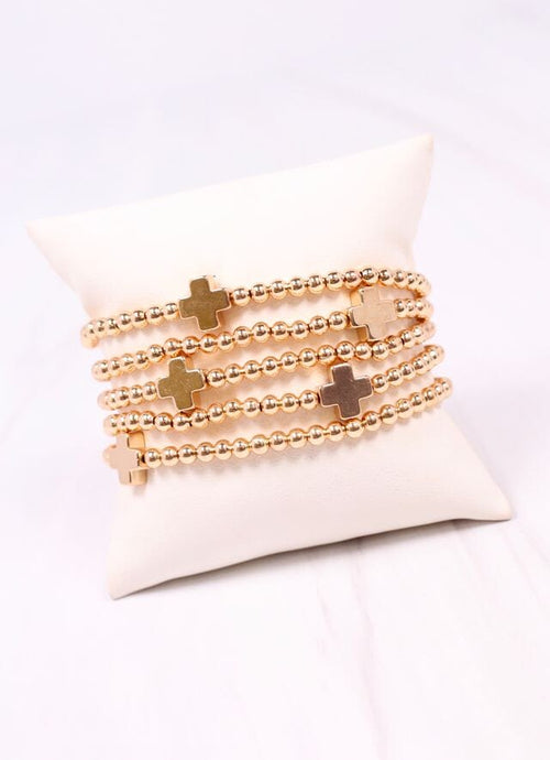 Gold Cross Bracelet Set