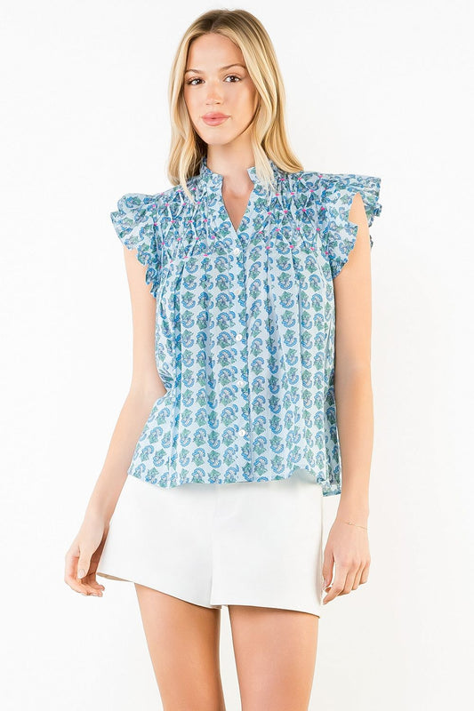 Baylor Flutter Sleeve Top