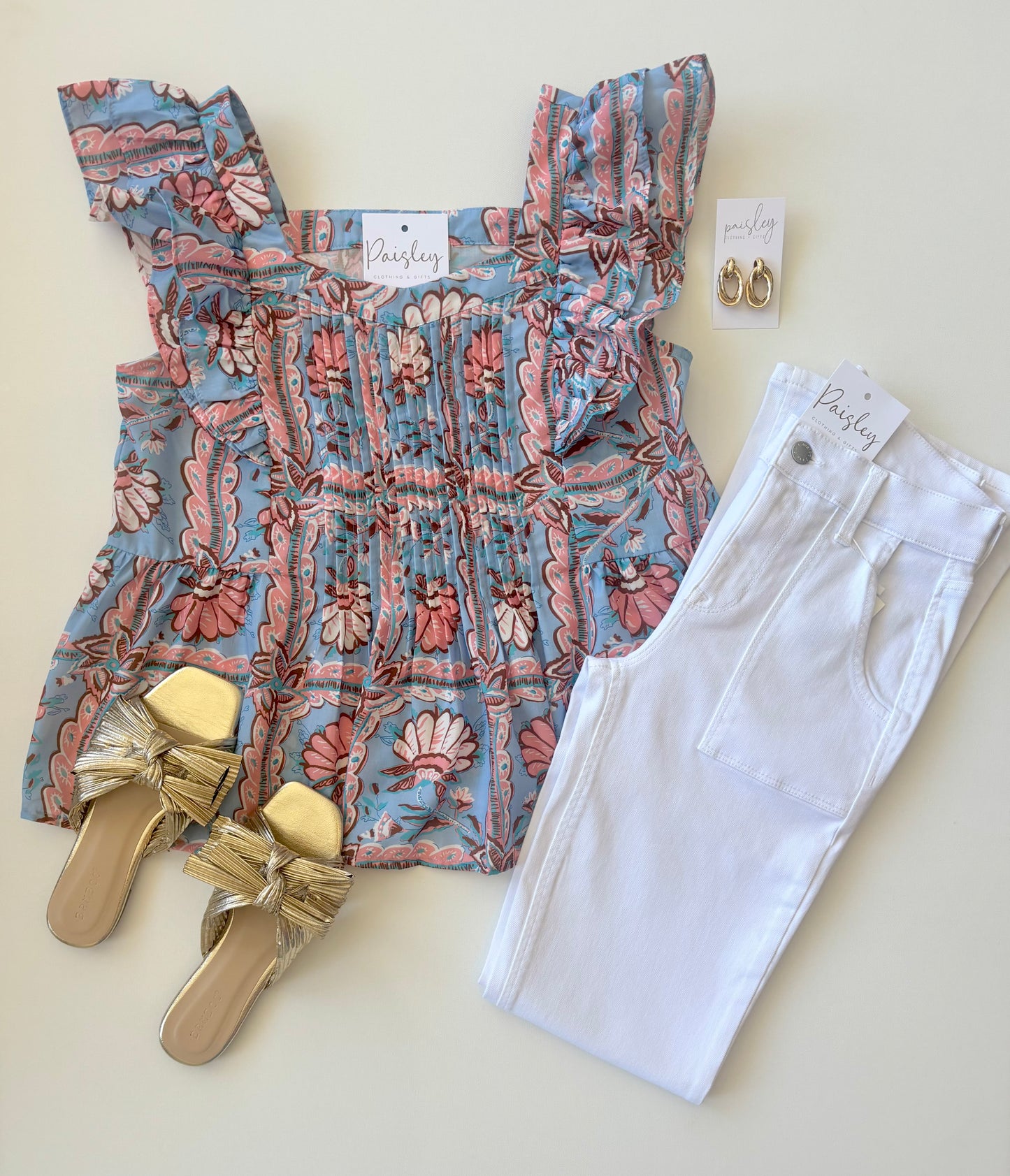 Floral Seashells Ruffle Top