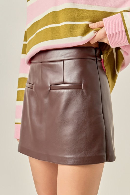 Faux Leather Skort