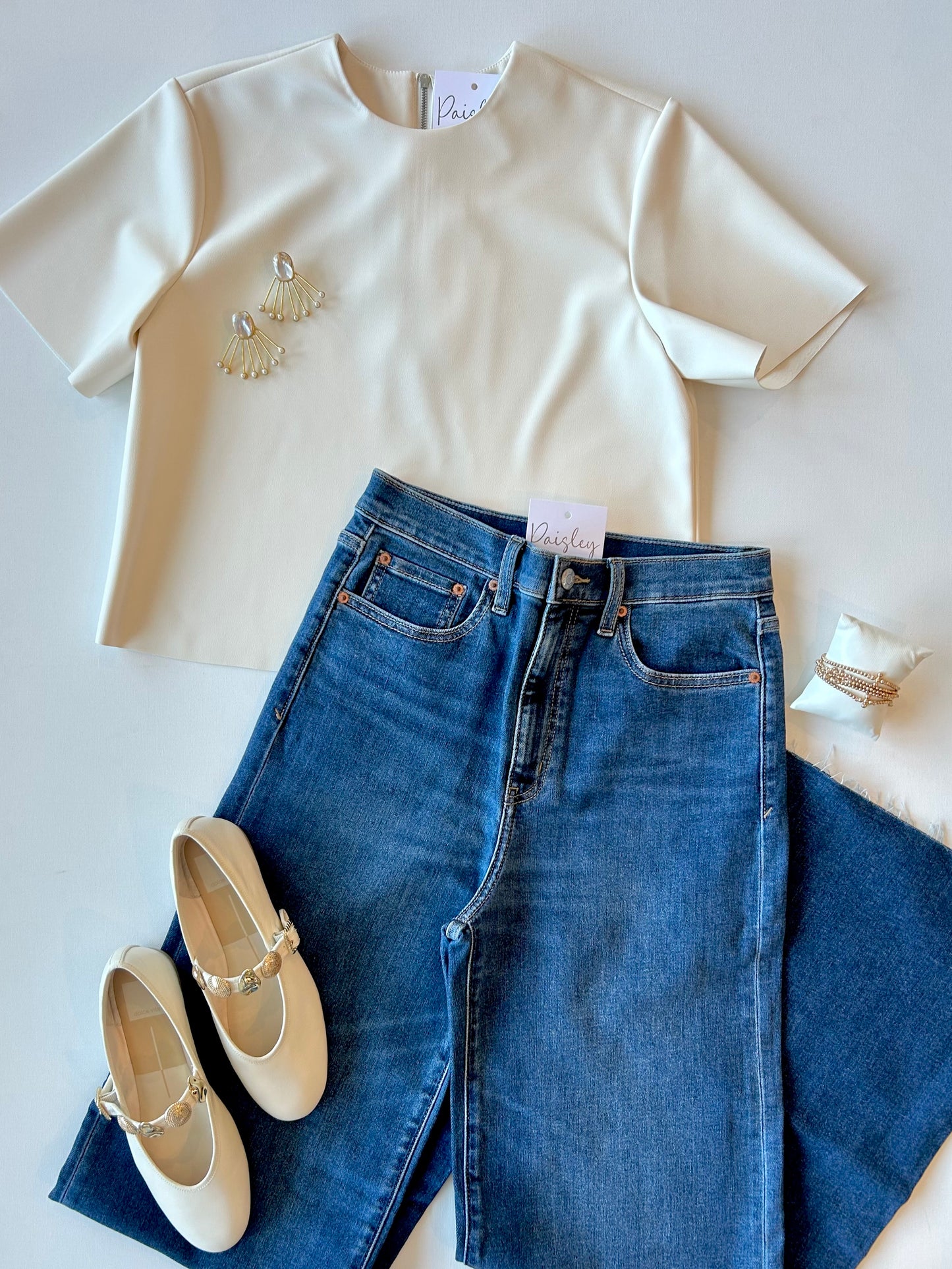 Cream Vegan Leather Shirt