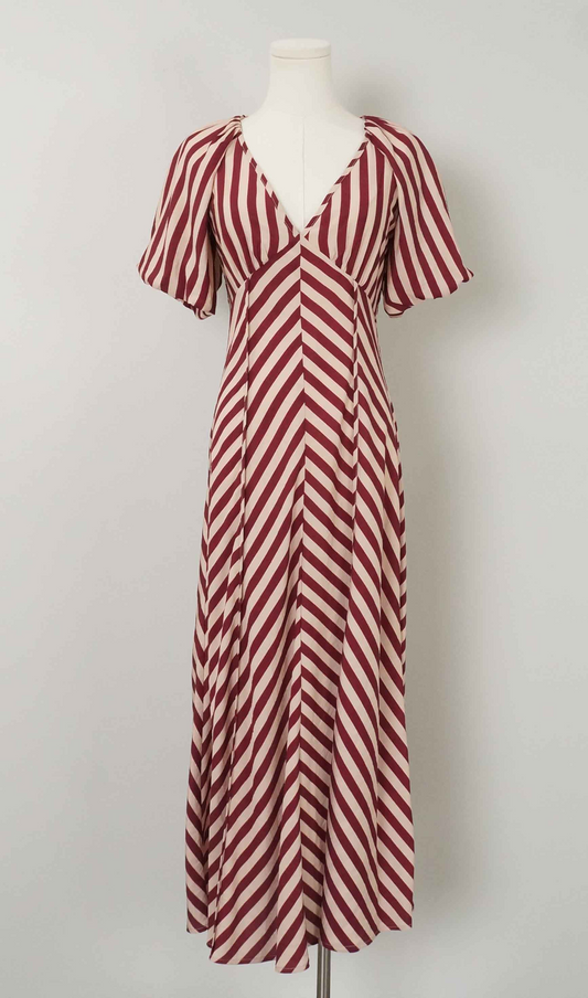 Burgundy Striped Maxi Dress