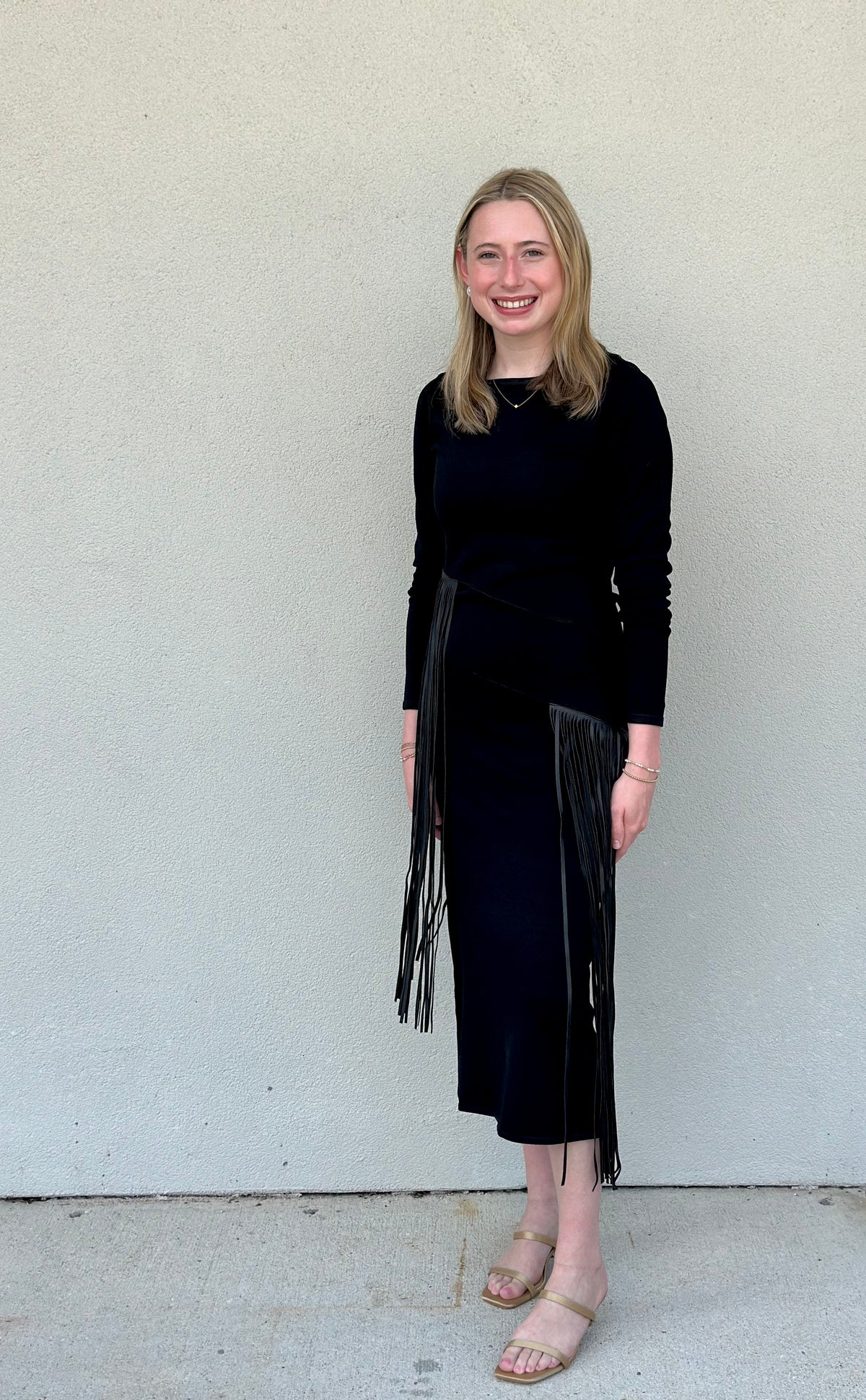 Fringe Long Sleeve Dress