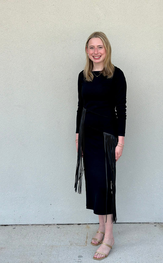 Fringe Long Sleeve Dress